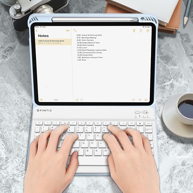 Fintie Keyboard Case for iPad Air 11-inch M4/M3/M2 (2026/2025/2024) iPad Air 5th/4th Generation (2022/2020) 10.9 Inch - Soft TPU Cover w/Magnetically Detachable Bluetooth Keyboard Sky Blue