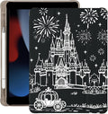 Cute White Castle for iPad Air 13 Inch Case M3 2025/M2 2024 with Pencil Holder Auto Sleep/Wake Black Leather Soft TPU Back Cover