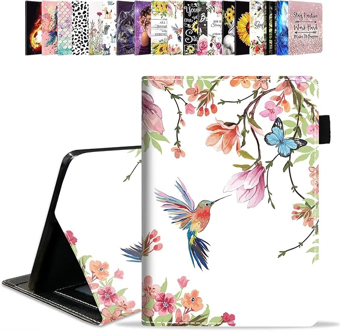 Case for Amazon Kindle Fire HD 10 &amp 10 Plus Tablet 10.1 (13th/11th Generation 2023/2021 Release) - PU Leather Folio Case with Smart Auto Wake/Sleep Hummingbird