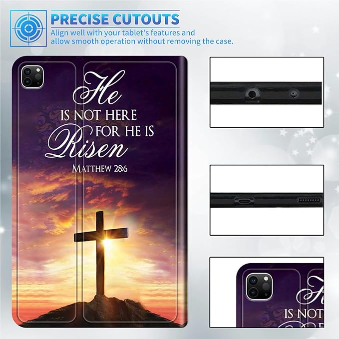 Case for iPad Pro 12.9 6th/5th/4th/3rd Generation 2022/2021/2020/2018 Lightweight TPU Shockproof with Auto Sleep/Wake Cover for 12.9 Inch iPad Pro Jesus Bible Cross Christian