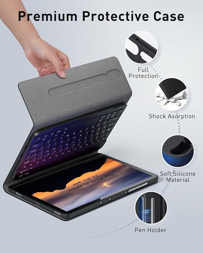 Case Keyboard for Amazon Fire HD 10 &amp 10 Plus 10.1 inch (11/13th Gen) - Mouse and Magnetically Keyboard Slim Case with Pen Holder Auto Sleep/Wake - Black