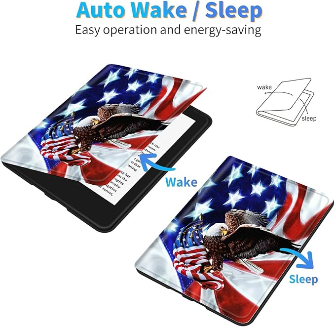 Case for Amazon Kindle Fire Max 11 Tablet (13th Gen 2023 Release) Slim Adjustable Stand Back Shell Protection Smart Cover for Fire Max 11 2023 11 Inch Eagle on American Flag