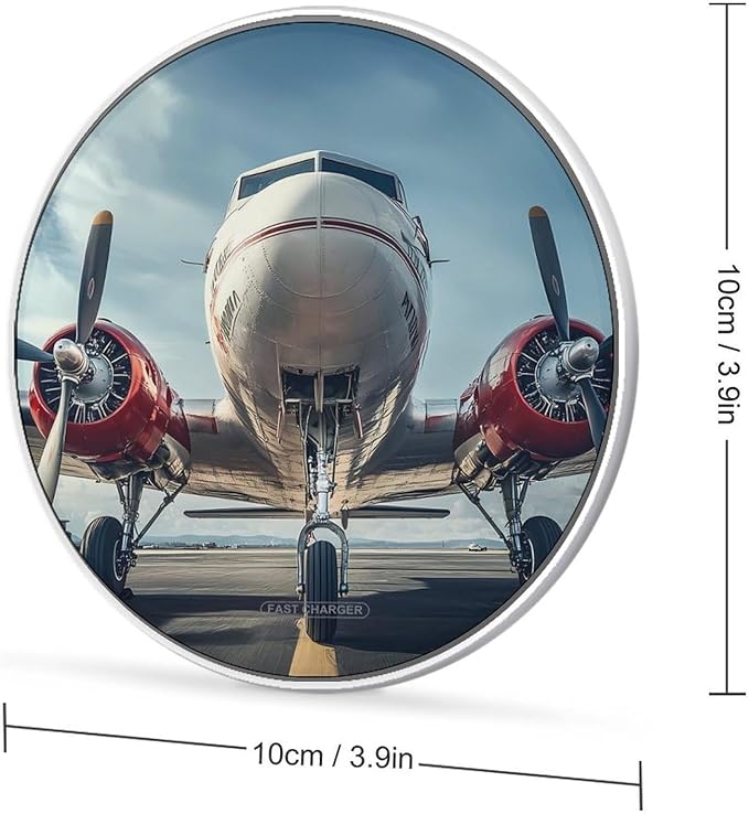 Aircraft on A Runway Wireless Charger Anti-Slip Wireless Charging Pad Slim Charger Mat for Men Women
