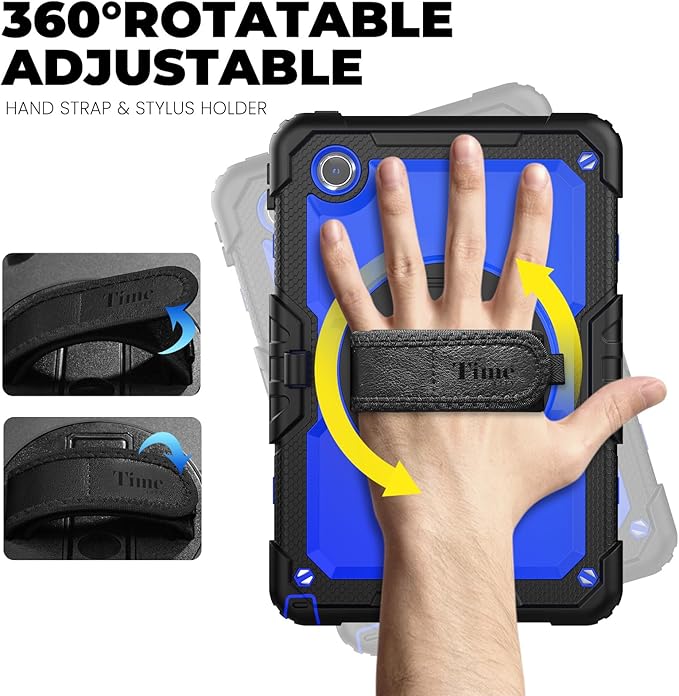 timecity Case for Lenovo Tab M11 (TB330FU/TB330XU) 11 Inch Tablet Case with Pen Holder/Stylus Holder/Screen Protector/360° Hand Strap for Tab K11 LTE 2024/ Lenovo Xiaoxin Pad 2024 (TB331FC)- Blue
