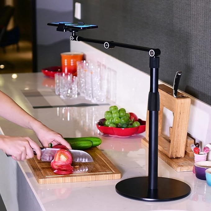Viozon Tablet Phone Overhead Stand Height &amp 360 Degree Angle Adjustable Aluminum Desktop Stand Compatible with 3.5-11 Cellphone or Tablet Such as iPhone iPad Pro Air Mini Samsung Nexus(AP-4P