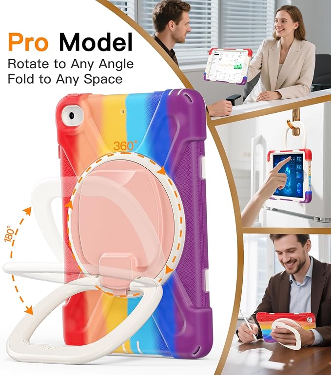 BATYUE for iPad mini 5/4 7.9 Inch Case (2019/2015) Heavy Duty Shockproof Cover with 360° Rotating Kickstand Detachable Shoulder Strap &amp Pencil Holder for Boys - Colourful Red