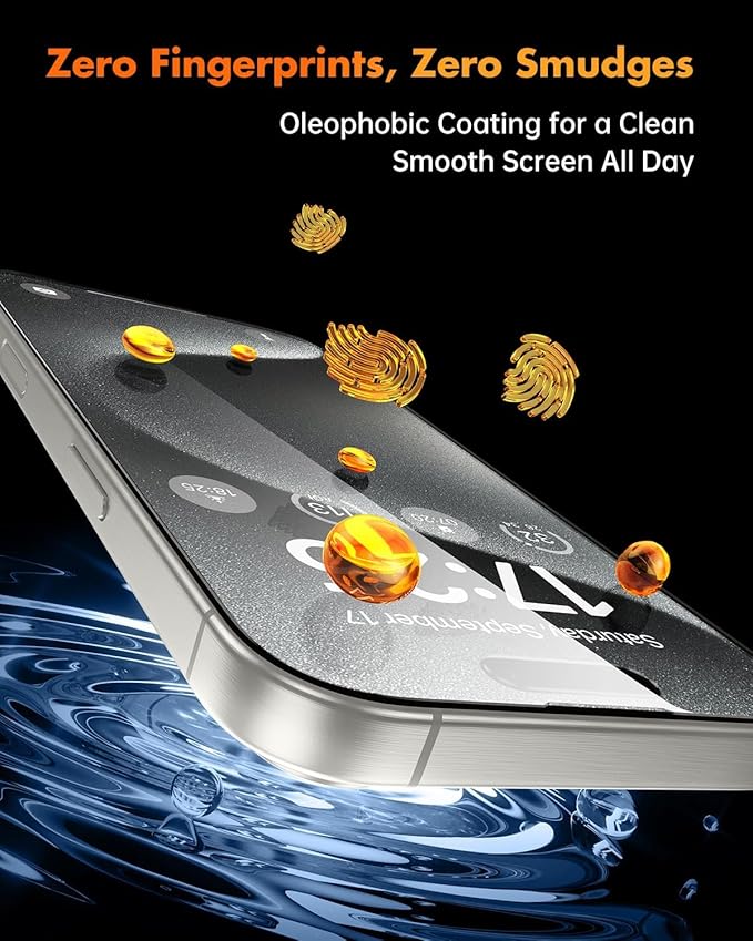 UNBREAKcable Privacy Screen Protector for iPhone 15 Pro 3 Pack Full Coverage Tempered Glass [28° Anti-Spy] [9H Hardness] [Easy Installation Box] Shatterproof Private Screen Guard