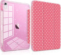 TWOLSKOO Sparkly Case for iPad Pro 11 inch (M5 2025 / M4 2024) Glitter Hard Acrylic Back with Pencil Holder Slim Trifold Stand Folio Cover Auto Sleep/Wake Rose Polka Dot