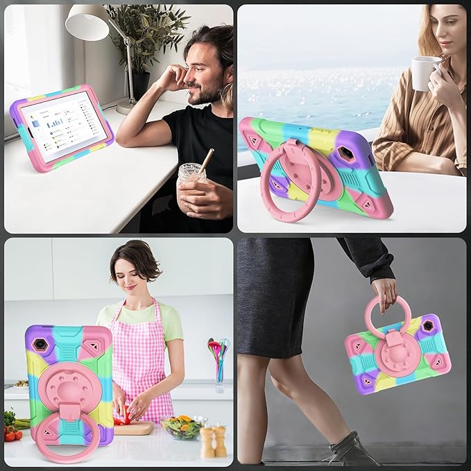DreamerX for Samsung Galaxy Tab A11 / Tab A9 8.7-Inch 2025/2023 Kids Case with Strap Shockproof Girls Girly Cute Cover w/ 360 Rotating Handle Stand for Galaxy Tab A11+ Tablet 11-inch Purple/Colorful