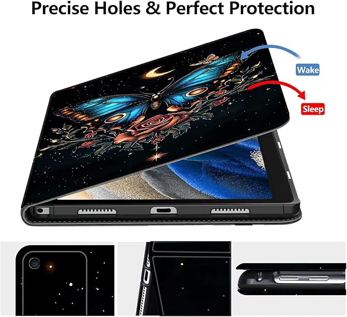 DIGTIALLL Case for Amazon Kindle Fire Max 11 Case (13th Generation 2023 Release) 11 PU Leather Smart Protective Cover with Auto Sleep/WakeBlue Butterfly