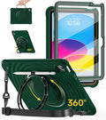 BRAECN Ripple Case for iPad (A16)11th/10th Generation 11/10.9 inch 2025/2022 Zinc Alloy Handle Ring Stand Protective Heavy Duty Screen Protector 360°Rotating 180°Folding Shoulder Strap Full-Body Cover