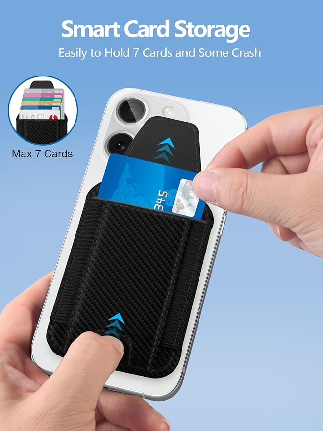 Miroddi for MagSafe Wallet with Privacy Flap Strongest Magnetic Card Holder for iPhone 17 iPhone 16/15/14/13/12 Series Leather Magnetic Phone Wallet RFID Blocking Fit 7 Cards Black Carbon Fiber