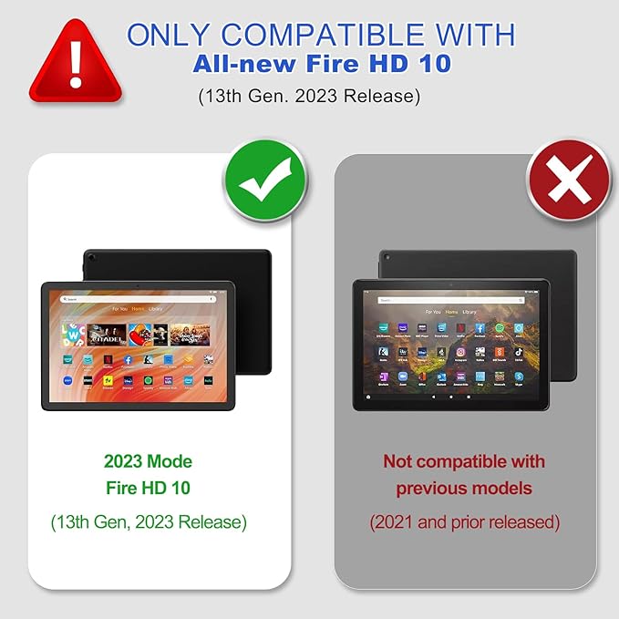 BRAECNstock Shockproof Protective Case for Amazon Fire HD 10 13th Generation 2023 Kids Case with Screen Protector [Rotating Hand Strap]&amp StandPen Holder &amp Shoulder Strap - Blue