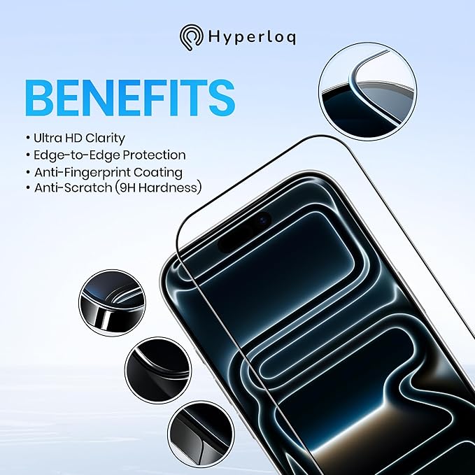 NeoGlass Clear Screen Protector for iPhone 17 Pro Max/16 pro max 2-Pack 9H Tempered Glass Ultra HD Clarity Anti-Fingerprint Easy Bubble-Free Install