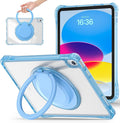Mektron Shockproof Case for iPad Air 11 inch (M4 2026 8th /M3 2025 7th /M2 2024 6th) Compatible with iPad Air 10.9 (2022 5th Gen /2020 4th Gen) Clear Cases with Rotating Stand for Kids Light Blue