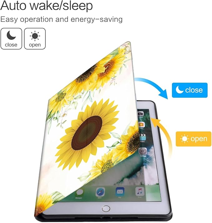 Tablet Case for All-New Amazon Kindle Fire HD 10 Tablet (13th Generation 2023 Release) - Auto Wake/Sleep Shockproof Full Body Rugged Cover Soft TPU Smart Stand Case Sunshine Flower