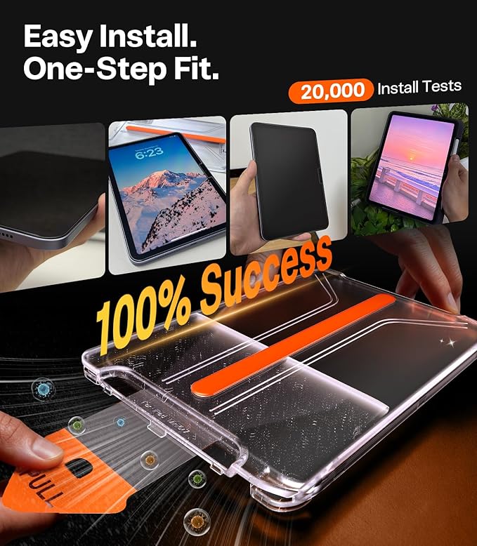 TORRAS for iPad Pro 13 Inch Screen Protector M5 2025 &amp M4 2024 Military Grade Shatterproof TOP 9H+ Tempered Glass One-Pull Installation Anti-Scratch Bubble Free Apple Pencil Compatible HD C