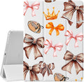 JOYLAND Retro Brown Bow Case for iPad Air 11 M3(2025)/M2(2024) iPad Air 5th(2022)/4th (2020) Gen 10.9 Pencil Holder &amp Clear Transparent Back &amp Trifold Smart Tablet Cover for Girls Women