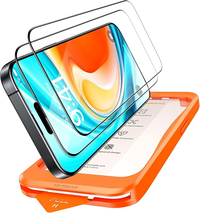 TORRAS Top-Notch Military-Grade Shatterproof for iPhone 15 Screen Protector [Most durable 9H+ GlassUnbreakable from 12-foot Drop] for iPhone 14Pro&ampiPhone 15 Diamond Shield 2 Packs