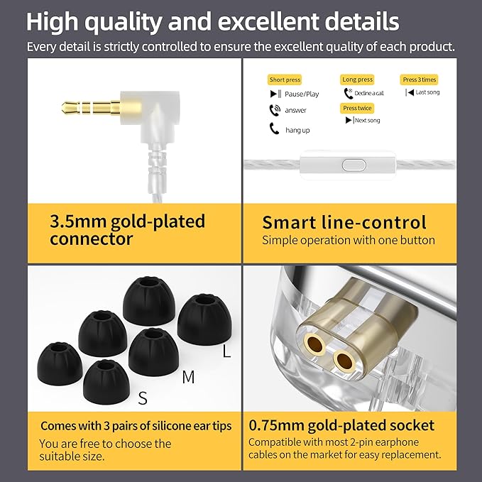 KZ AS24 in-Ear Monitor Headphone 24BA Drivers High-Performance IEM Earphones with 8 Tuning Switches Noise Isolation Wired Earbuds for Musicians (Tuning VersionBlackno mic)