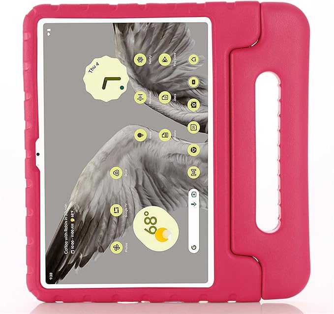 for Google Pixel 10.95 inch 2023 Kids Case Light Weight EVA Full Protection Shockproof Cover Handle Stand Tablet Case CoverRose Red