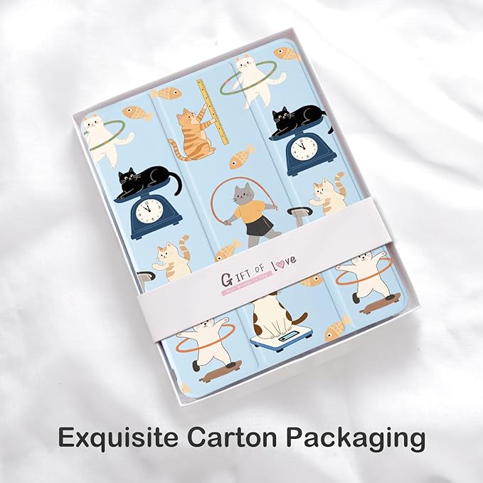 Cute Kawaii Kitten Cat for iPad 7th/8th/9th Generation Case with Pencil Holder Auto Sleep/Wake Blue Leather Soft TPU Back Cover for iPad 10.2 Inch 2019/2020/2021