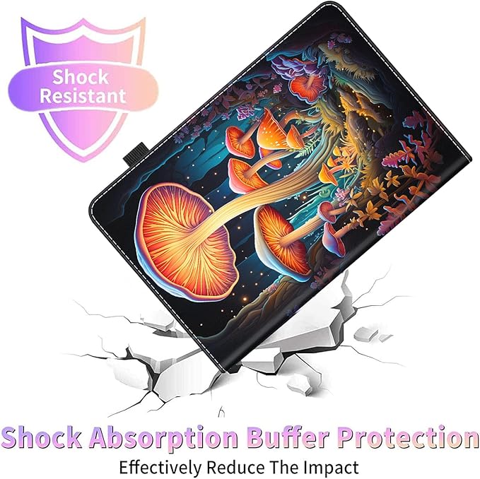 Case for All-New Amazon Fire HD 10 Tablet and Fire HD 10 Plus (13th/11th Generation 2023/2021 Release) Auto Sleep/Wake Multi-Angle Viewing Slim Folio Stand Cover Colorful Mushrooms