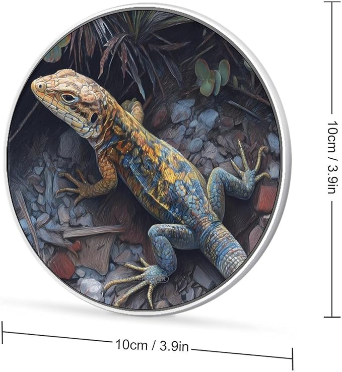 Colorful Lizard Fast Portable Charger 10W Funny Graphic Phone Charging Pad with USB Cable