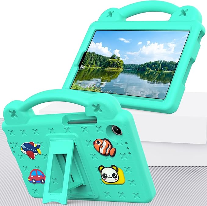 Compatible with Lenovo Tab One 2025 8.7 inch Tablet Case Kids Friendly Universal Lightweight Shockproof Protective Case with Shoulder Strap &amp Stand Handle Mint Green