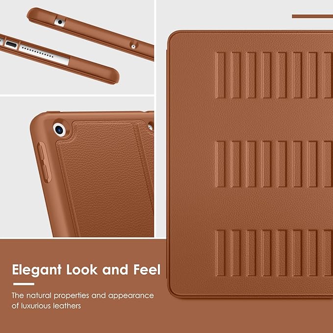 VIKESI Case for iPad 9th / 8th / 7th Generation 10.2 inch (2021/2020/2019 Released)Multiple Angles Magnetic Stand CoverShockproof BackPencil Holderand Auto Sleep/WakeBrown