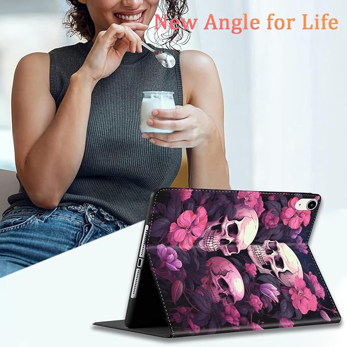 Skeleton and Pink Flowers