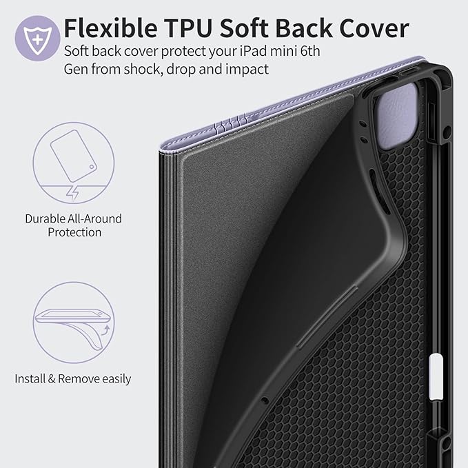 H HOLIMET Case for iPad Pro 12.9 2022 6th/5th/4th/3rd Generation 2021 2020 2018 Shockproof Folio Cover with Pencil Holder Auto Sleep Vegan Leather Purple