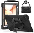 Lunivop Case Compatible with Samsung Galaxy Tab A11 Plus Case 11 Inch 360° Rotating Stand/Hand Strap with Built-in Screen Protector Heavy Duty Tablet Cover for Samsung Tab A11+ Plus Black