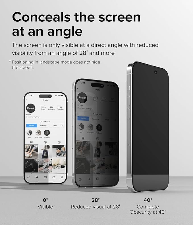 Ringke Privacy Glass [Feel Better in Public] Compatible with iPhone 15 Pro Screen Protector Easy to Install Case Friendly Tempered Glass Anti-spy Privacy Screen Protector with Installation Tool