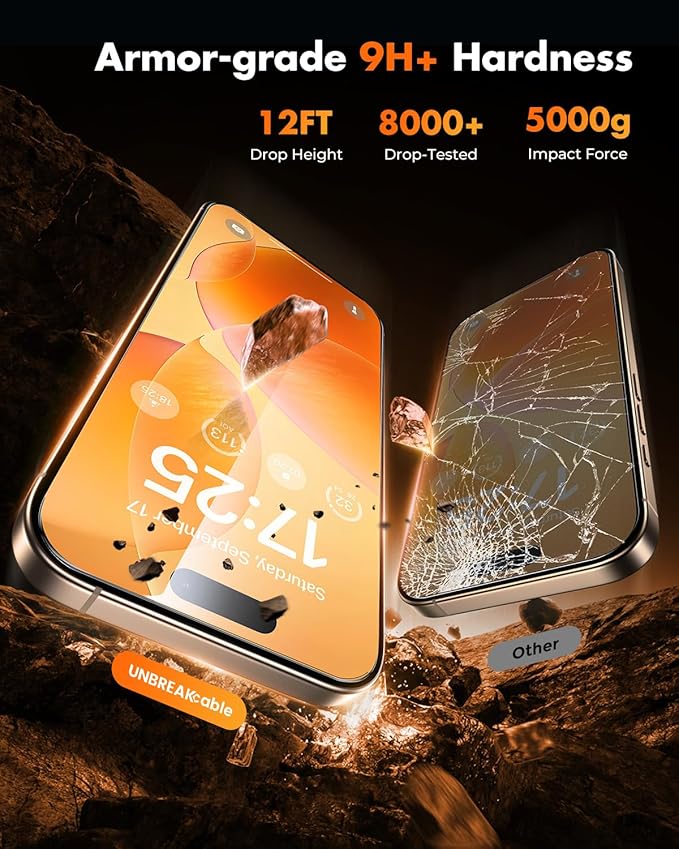 UNBREAKcable for iPhone 16 Plus Screen Protector [Quick-Installation Box] 3-Pack 9H+ Hardness Shatterproof Tempered Glass [99.99% HD Clear] [Case Friendly] [Bubble Free] for iPhone 16 Plus 6.7