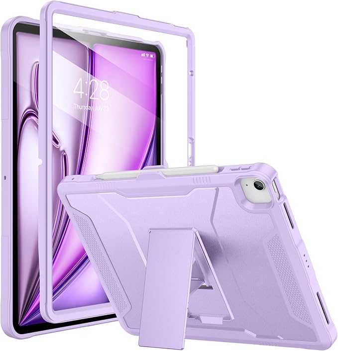 Soke Case for iPad Air 13-Inch M4 2026 M3 2025 &amp M2 2024with Built-in Screen Protector and Kickstand Rugged Full-Body Heavy Duty Protective Cover for Apple iPad Air 13 - Violet