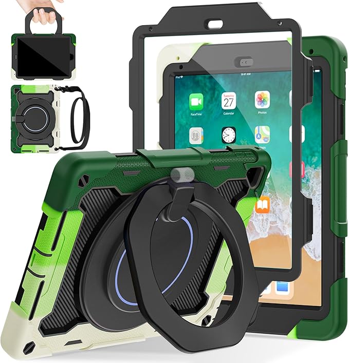 ROISKIN iPad 6th 5th Generation Case 9.7 Inch Pro 9.7 Air 2 with 360 Kickstand Hand Strap [Screen Protector 15ft Drop Protection]Heavy Duty Air 2 /Pro 9.7 / iPad 6th 5th Gen Case for Kids Women Men