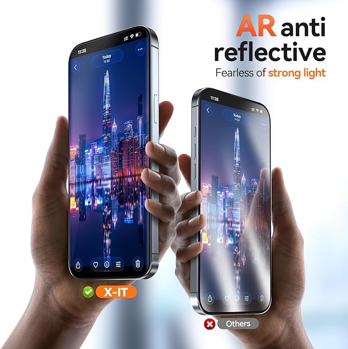 X-it 2 Pack Screen Protector for iPhone 17 Pro 6.3 with Auto-Alignment Kit Anti-Reflective Auto Dust Removal Scratch Shatter &amp Drop Resistance Tempered Glass Full Edge Coverage Case Friendl