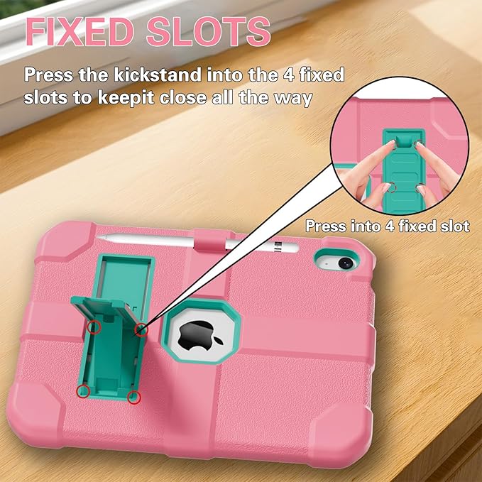 Case for iPad (A16) 11th Generation 11 Inch 2025 / iPad 10th Generation 10.9 Inch 2022 Rugged Heavy Duty Protective Cover [Built-in Pencil Holder ] for iPad 11/10 Gen (Powder)