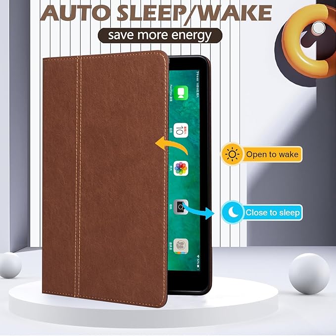 Genuine Leather Case for iPad 10th Generation(10.9 Inch 2022)Vegetable Tanned Leather Smart Folio Cover for with Auto Wake/SleepAdjustable StandAnti Slip/FingerprintBrown