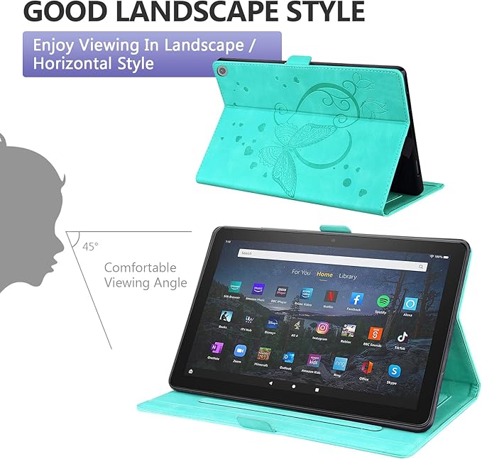 Dteck Case for All-New Amazon Fire HD 10 Tablet 13th Generation 2023 10.1 HD 10 &amp 10 Plus Tablet 11th Generation 2021 CoverMulti-Angle Stand Slim Folio Shockproof Protective Wallet Case Green