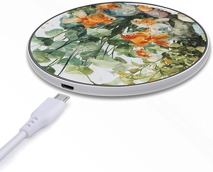 Aquarium Life Fast Portable Charger 10W Funny Graphic Phone Charging Pad with USB Cable