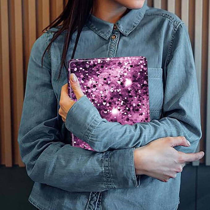 Case for iPad 10.2 Case iPad 9th/iPad 8th/iPad 7th Generation 2021/2020/2019 Purple Leopard Print Glitter Theme 360 Degree Rotating Stand Protective Cover with Auto Sleep/Wake for iPad 10.2 Tablet
