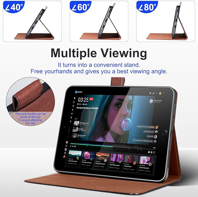Genuine Leather Case for iPad 9th/8th/7th Generation 10.2 Inch (2021/2020/2019) Premium Folio Cover with Auto Wake/Sleep &amp Adjustable Stand Wear-Resistant Protective Case - Vintage Red Brown