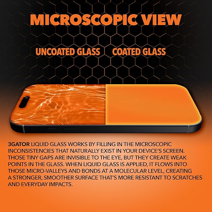 3GATOR by cellhelmet Liquid Glass Wipe On Extreme Glass Protection with $300 Repair Protection Guarantee | Made in the USA | Universal Screen Protector for Phones Smart Watches and Tablets | Scratch