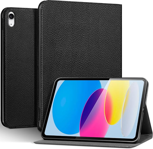 Genuine Leather Case for iPad 11th Gen 11 (2025/A16) &amp 10th Gen 10.9 (2022) | Slim Protective Cover with Adjustable Stand Auto Wake/Sleep Premium Leather | Black