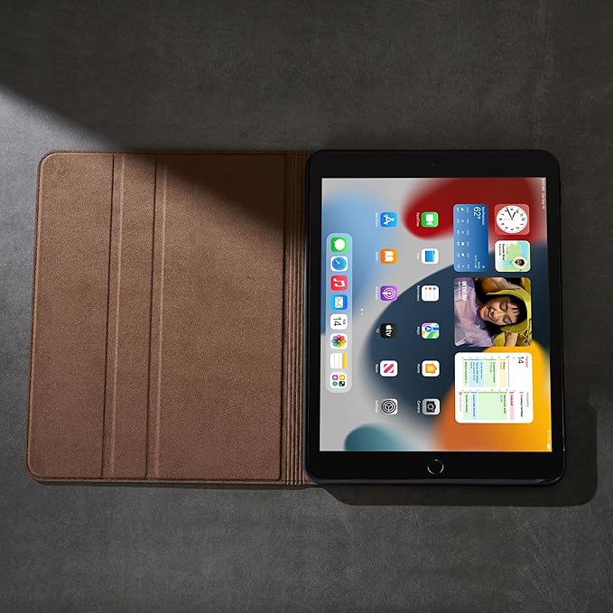 Gexmil Case for iPad 9th/8th/7th Generation(2021/2020/2019)10.2 Inch Genuine Leather CoverCowhide Folio Cover Auto Sleep/WakeAnti Fingerprint CaseBrown Buffalo Pattern