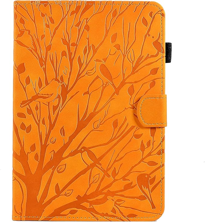 for Amazon Kindle Fire HD 8 &amp Fire HD 8 Plus Case (12th/10th Generation 2024/2022/2020) 8 UUcovers Embossed Magneic Smart Cover with Stand/Pencil Holder [Auto Sleep/Wake] Orange Lucky Tree