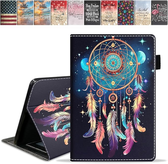 Case for Amazon Kindle Fire 7 Tablet (7 9th/7th Generation 2019/2017 Release) Slim PU Leather Cover with Card Slot &amp Auto Wake/Sleep Dreamcatcher