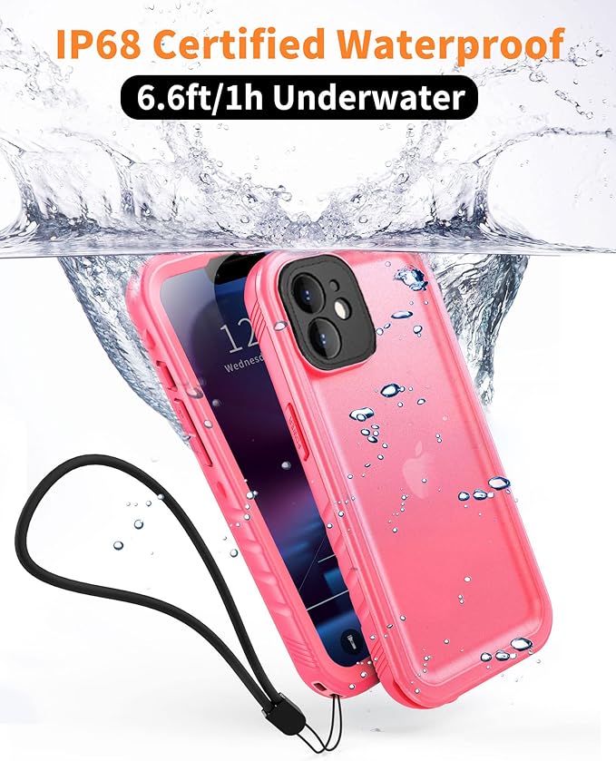 Cozycase Compatible with Waterproof iPhone 11 case Built-in Screen Protector Full-Body Rugged Bumper Sealed Case Cover Shockproof Dustproof Waterproof Case for iPhone 11 6.1 inch (Pink)